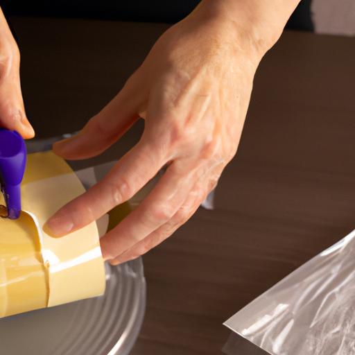 Người đóng gói sử dụng máy cắt và cuộn màng kéo để đóng gói bánh lương khô.